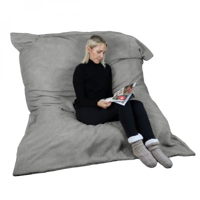 VIVEZEN Pouf xxl d&eacute;houssable 150x180cm - gris clair