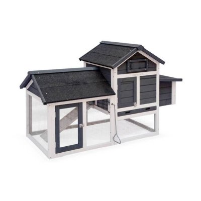 SWEEEK Poulailler en bois anthracite 3 poules