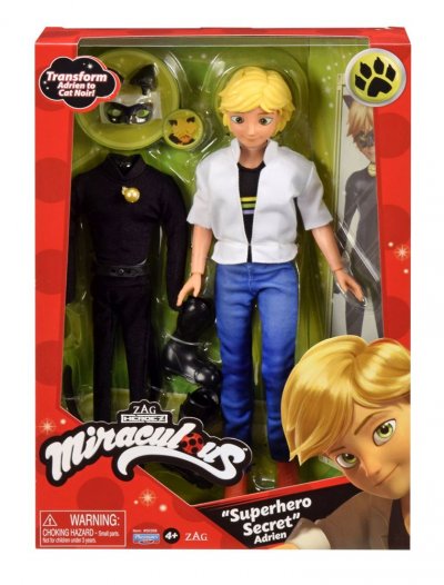 MIRACULOUS LADYBUG Poup&eacute;e BANDAI - Miraculous Adrien et ses 2 tenues - 26 cm