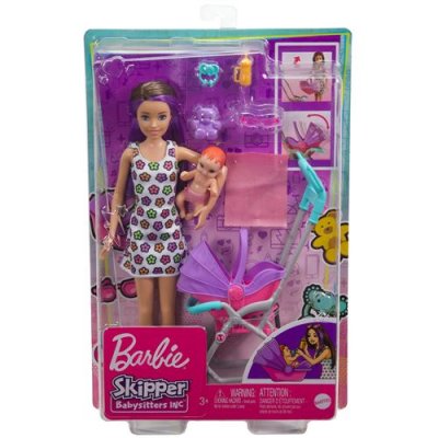BARBIE Poup&eacute;e  Skipper balade en poussette