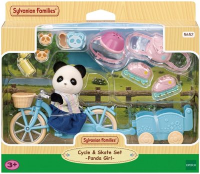 SYLVANIAN FAMILIES Poup&eacute;e  La Fille Panda, Son Velo Et Sa Remorque