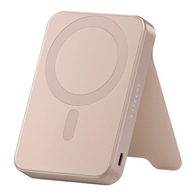 SATECHI PowerBank Magn&eacute;tique 10000mAh Compatible Qi2 15W Mod&egrave;le OntheGo avec Support Rose