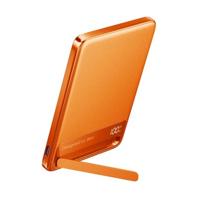 INIU Powerbank Magsafe 10000mah Qi2.2 25w Avec Support Et C&acirc;ble Usb-c Int&eacute;gr&eacute; Orange 