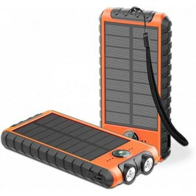 BIGBEN CONNECTED Powerbank Solaire 10000mAh 2 Ports A+C Orange + C&acirc;ble A/C Bigben
