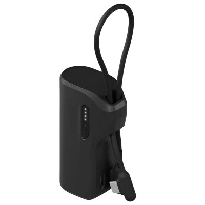 CYGNETT Powerbank Thumboost 5000mAh 2x Ports USB-C 20W avec C&acirc;ble USB-C Noir