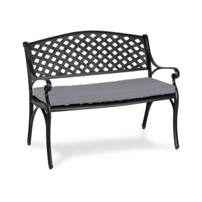 BLUM Pozzilli bl Set banc de jardin + coussins de si&egrave;ge noir & gris