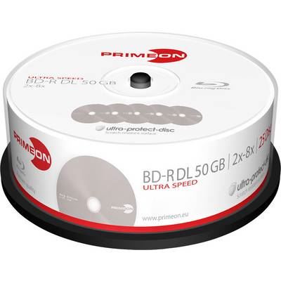 PRIMEON  BD-R DL 50 Go/2-8x Cakebox (25 disques) Ultra Protect-Disc Surface argent&eacute;