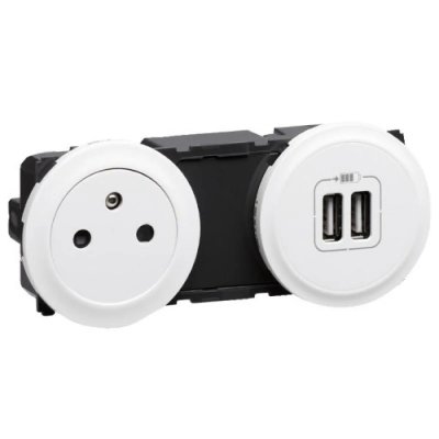 LEGRAND Prise 2P+T + chargeur universel 2 USB C&eacute;liane - 