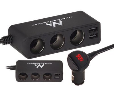 MACLEAN Prise allume-cigare multi 3 voies 2 sorties USB  MCE117