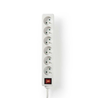 NEDIS Prise d'extension 6 entr&eacute;es 1,5 m interrupteur onoff blanc EXSO615E2WT