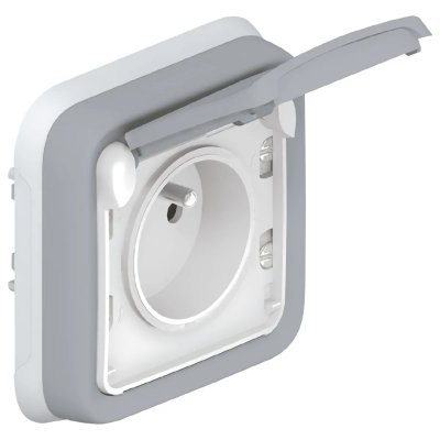 LEGRAND Prise de courant 16A 2P+T Plexo IP55 - Complet encastr&eacute; - Gris