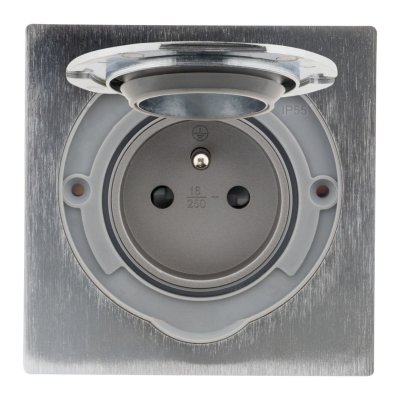 ZENITECH Prise de sol 16A 2P+T finition alu bross&eacute; - IP55 avec bo&icirc;te d'installation