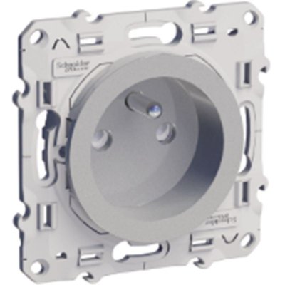 SCHNEIDER ELECTRIC Prise Odace couleur Aluminium 2 poles et terre 