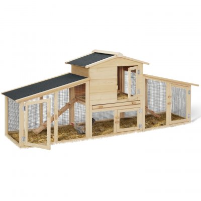 IDMARKET ProBache - Poulailler VIP avec clapier Double XXL en Bois