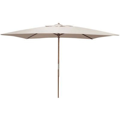 PROLOISIRS  - Parasol avec m&acirc;t en bois 300x200 cm Ori ecru
