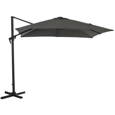 PROLOISIRS  - Parasol d&eacute;port&eacute; carr&eacute; en aluminium 3x3m Roma gris