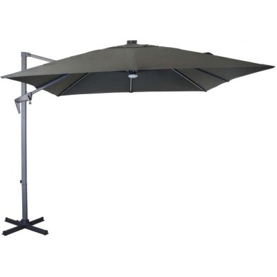 PROLOISIRS  Parasol d&eacute;port&eacute; inclinable 270x270 &agrave; LED Gris - 