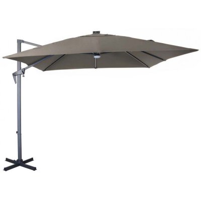 PROLOISIRS  Parasol d&eacute;port&eacute; inclinable 270x270 &agrave; LED Taupe - 