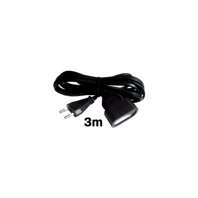 ZENITECH Prolongateur qualit&eacute; HO3VVH2F 2x 0.75 prise 6A Noir 3m - 