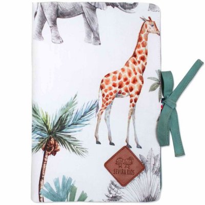 SEVIRA KIDS Prot&egrave;ge carnet de sant&eacute; b&eacute;b&eacute; en coton- safari PROT-CS-SAFARI