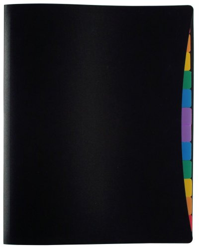 VIQUEL Prot&egrave;ge-documents Rainbow A4 - 12 onglets de couleur - coloris noir