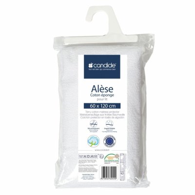 CANDIDE Prot&egrave;ge matelas al&egrave;se &eacute;ponge blanc (60 x 120 cm)
