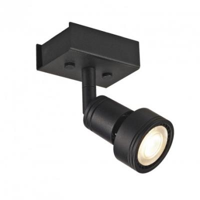 SLV PURI 1 plafonnier, noir mat, GU10, max. 50W, anneau d&eacute;co inclus