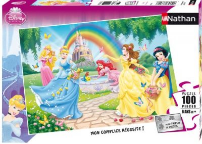 NATHAN Puzzle 100 pi&egrave;ces XXL - Princesses Disney : Le jardin des princesses