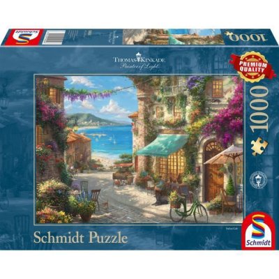 SCHMIDT SPIELE Puzzle 1000 pi&egrave;ces - Kinkade : Caf&eacute; sur la Riviera Italienne
