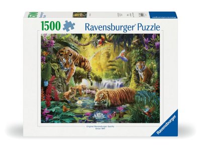 RAVENSBURGER Puzzle 1500 pi&egrave;ces  Tigres au plan d'eau