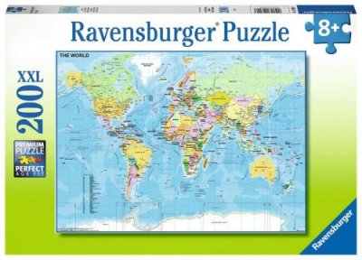 RAVENSBURGER Puzzle 200 pi&egrave;ces XXL : Carte du Monde Coloris Unique