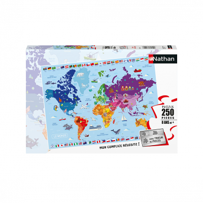 NATHAN Puzzle 250 pi&egrave;ces  Carte du monde