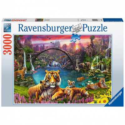 Puzzle 3000 pieces - Tigres au lagon 