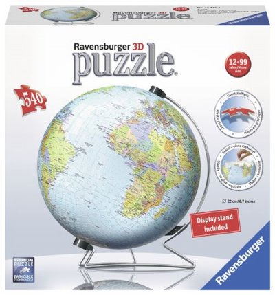 RAVENSBURGER Puzzle 3D Globe 540 pi&egrave;ces -  - Puzzle enfant 3D &eacute;ducatif - sans colle - D&egrave;s 12 ans