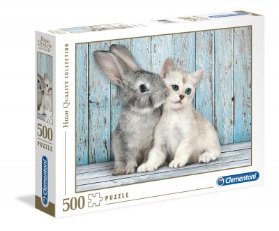 CLEMENTONI Puzzle 500 pi&egrave;ces : chaton et lapin