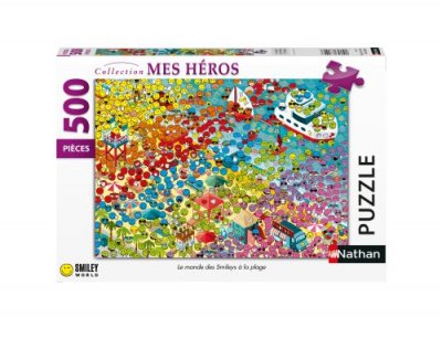 NATHAN Puzzle 500 Pi&egrave;ces - Le Monde Des Smileys &Agrave; La Plage 