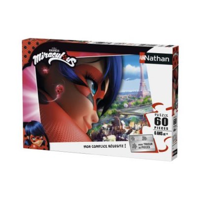 NATHAN Puzzle 60 pi&egrave;ces : miraculous ladybug