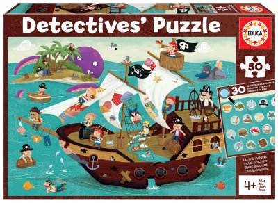 EDUCA Puzzle Bateau Pirate "Detectives" 50 pi&egrave;ces Multicolore 