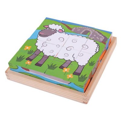 BIGJIGS Puzzle de blocs en bois Animaux de la ferme