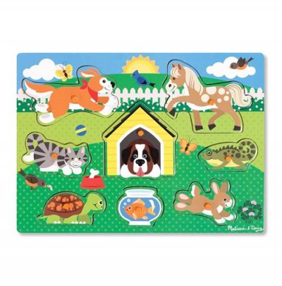 MELISSA & DOUG Puzzle en bois &agrave; boutons 8 pi&egrave;ces Animaux domestiques Melissa & Doug