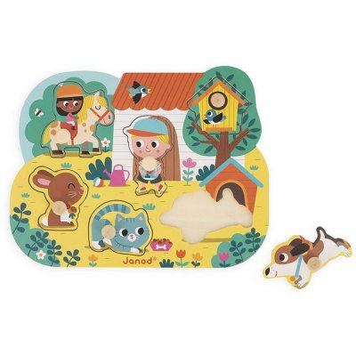 JANOD Puzzle en bois Campagne 6 pi&egrave;ces