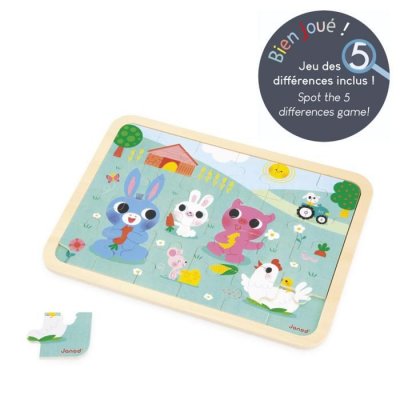 JANOD Puzzle en bois  &Agrave; la ferme 24 pi&egrave;ces - Neuf