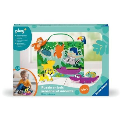 RAVENSBURGER Puzzle en bois sensoriel et aimant&eacute; : dans la jungle