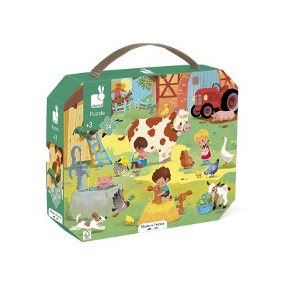 JANOD Puzzle enfant 24 pi&egrave;ces  une journ&eacute;e &agrave; la ferme