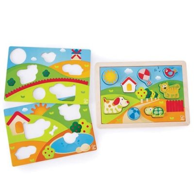HAPE Puzzle enfant 3 en 1 puppy et ses amis h