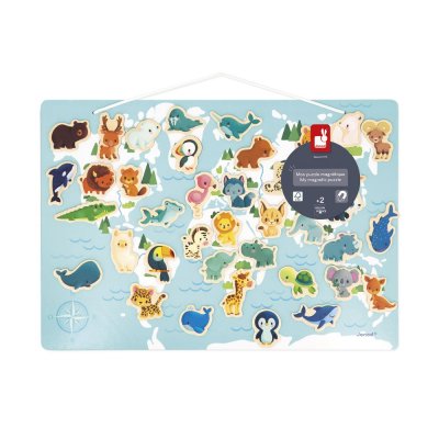 JANOD Puzzle Magn&eacute;tique Bois  40 Magnets en Forme d'Animaux