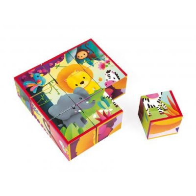 JANOD Puzzle pour enfants  kubkid 9 cubes animaux de la jungle