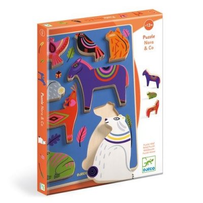 DJECO Puzzle relief  Animaux en bois 