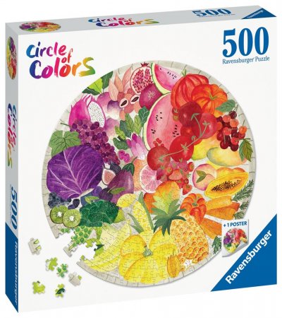 RAVENSBURGER Puzzle rond 500 pi&egrave;ces  Fruits et l&eacute;gumes 