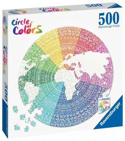RAVENSBURGER Puzzle rond 500 pi&egrave;ces  Mandala Circle of Colors